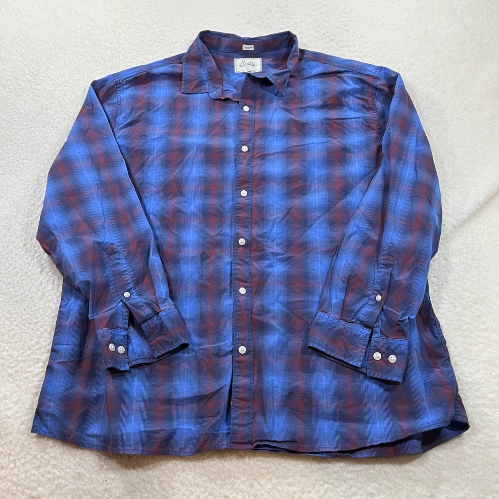 Bixby Nomad Button Down Mens XXL Blue Plaid Nomad Regular Short MW10012-RG-SH